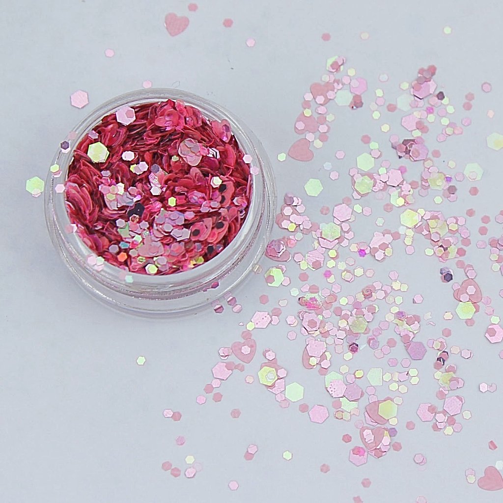 evol for lovers iriidescent pink chunky face glitter mix