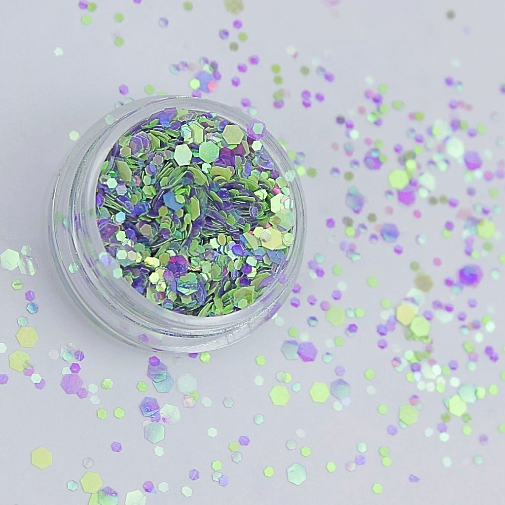 evol chameleon green and purple chunky cosmetic glitter sparkles mix