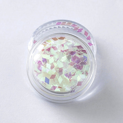 Iridescent White Diamond Shape Face Glitter Size 1mm - 3mm