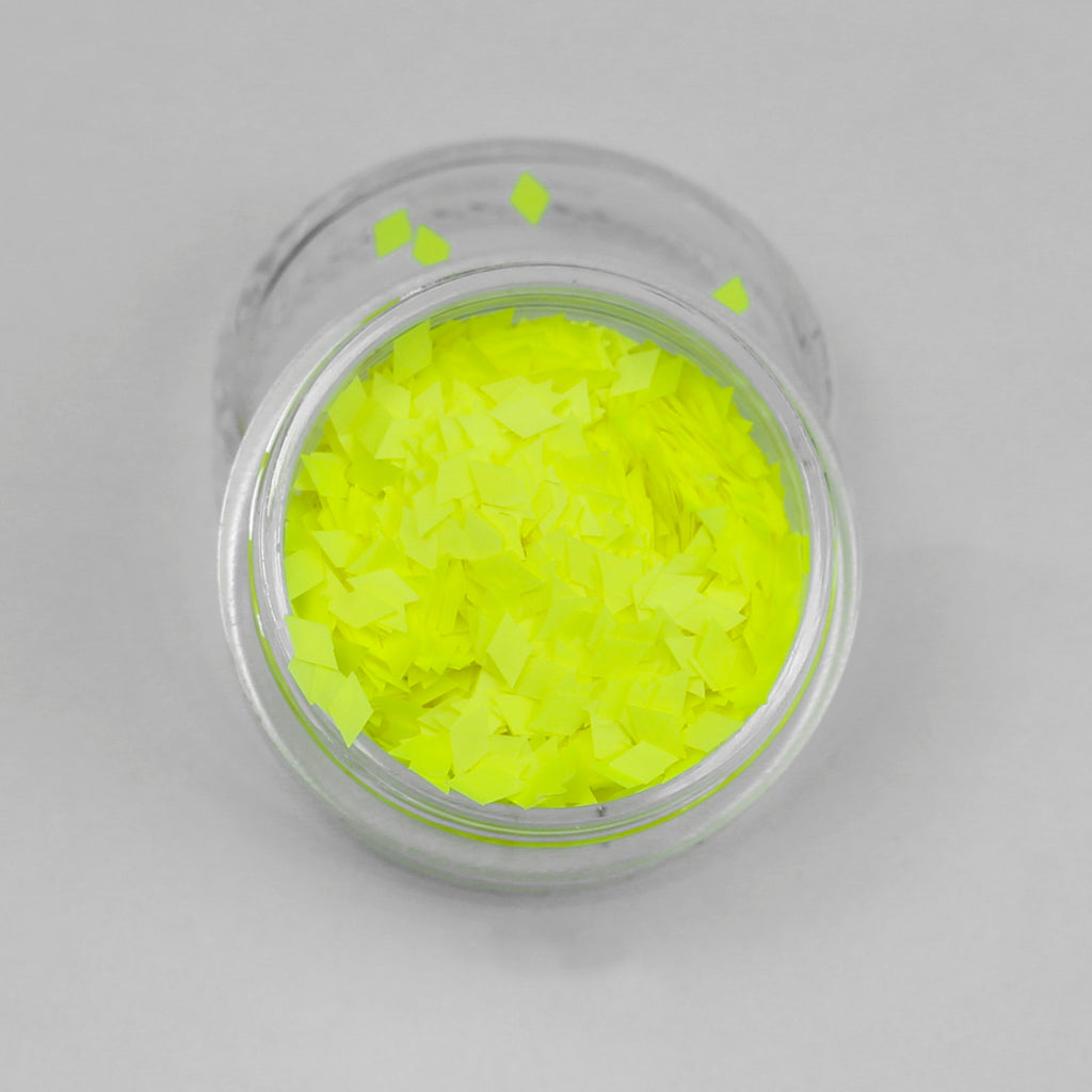 Fluorescent/UV Yellow Diamond Shape Face Glitter Size 1mm - 3mm