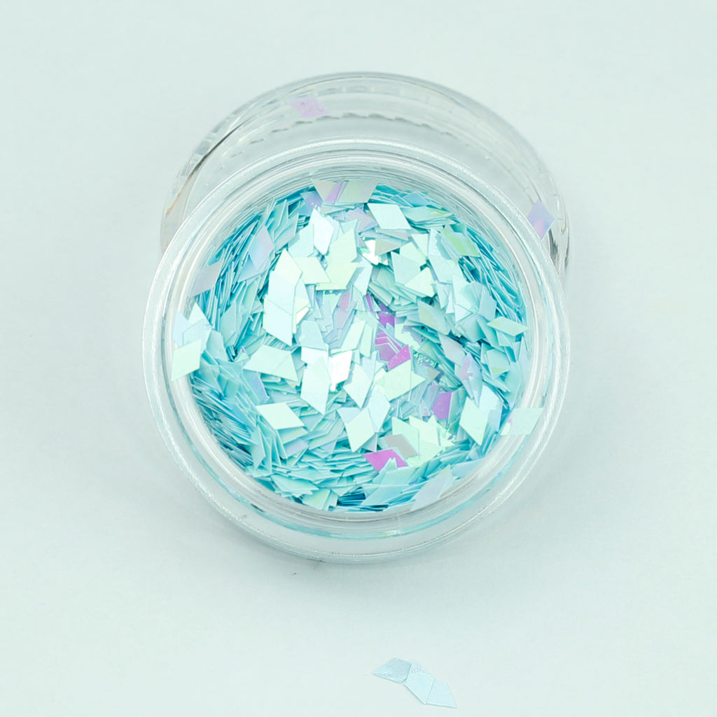 Opaque Iridescent Blue Diamond Shape Face Glitter Size 1mm - 3mm