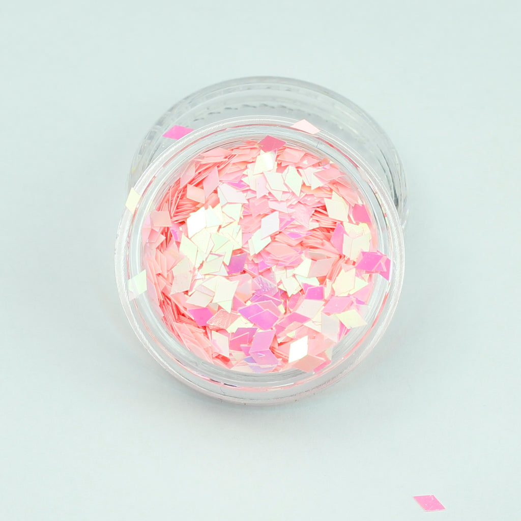 Opaque Iridescent Pink Diamond Shape Face Glitter Size 1mm - 3mm
