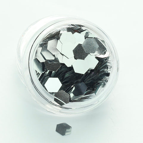 super chunky silver hexagon cosmetic glitter evol