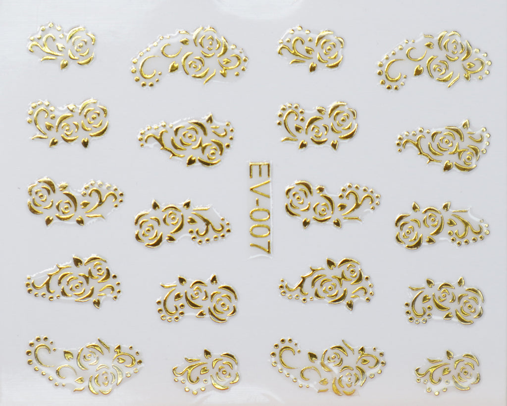 3D "Double Roses" Metallic Letter Stickers in Gold, Silver, Rose Gold