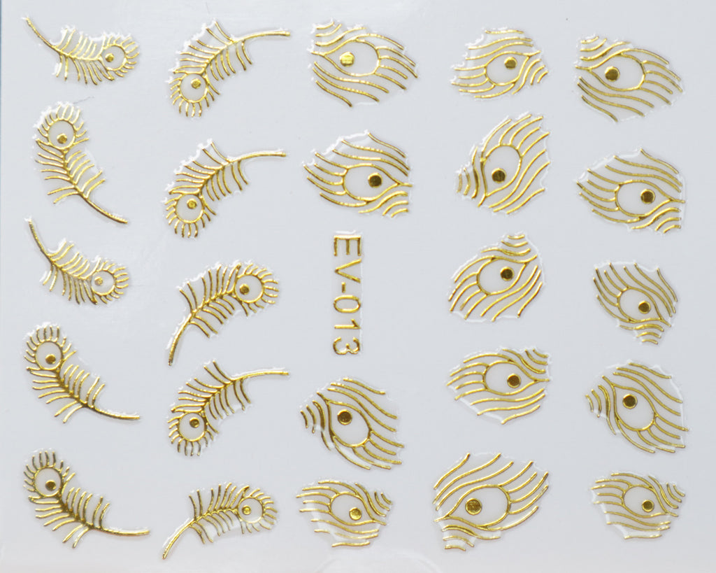 3D "Feathers" Metallic Stickers in Gold, Silver, Rose Gold