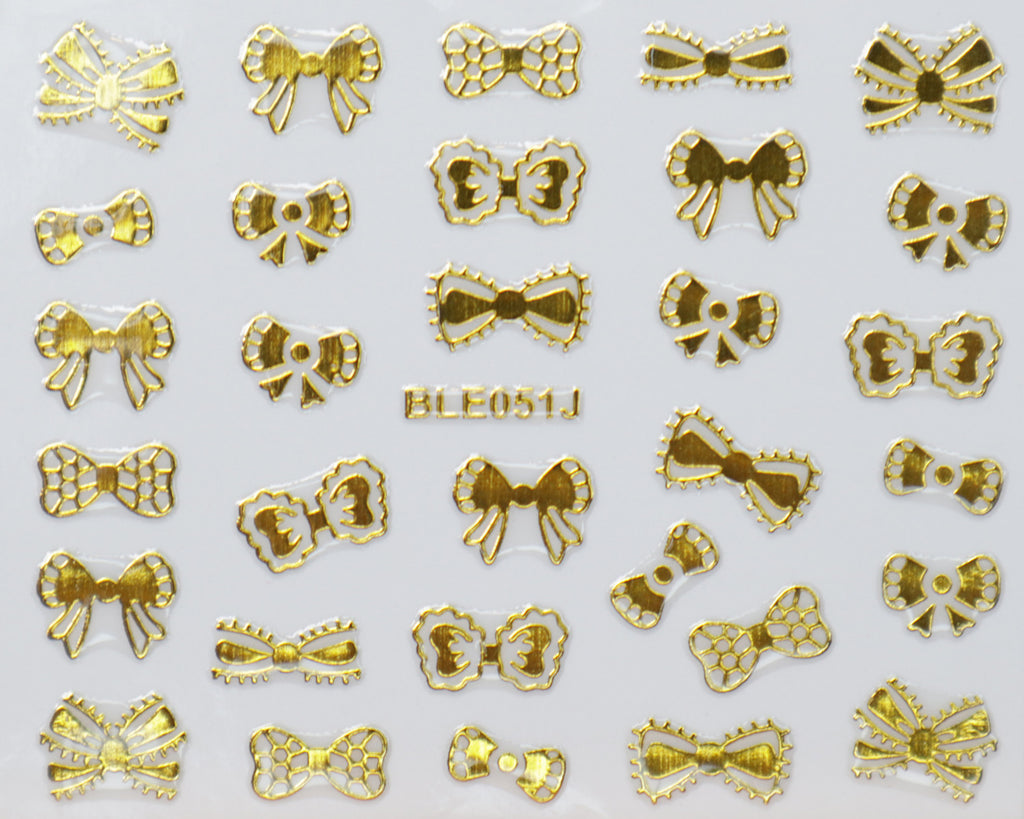 3D "Lace Bows" Metallic Stickers in Gold, Silver, Rose Gold