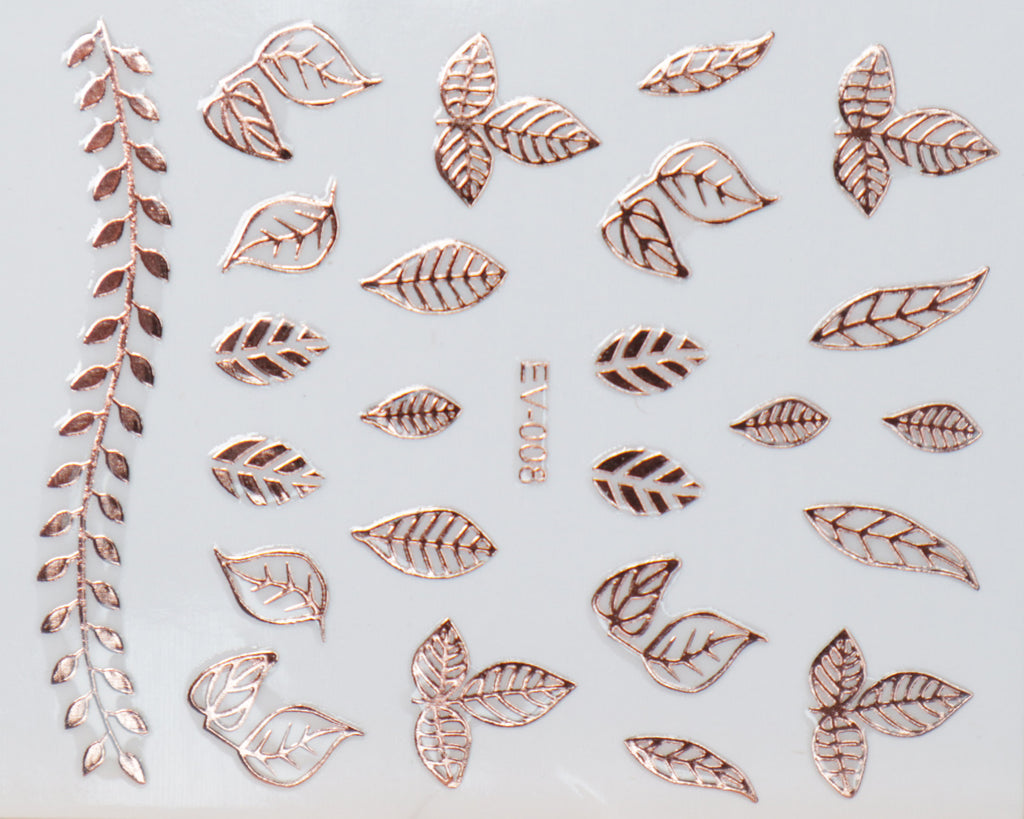 3D "Leaves" Metallic Stickers in Gold, Silver, Rose Gold