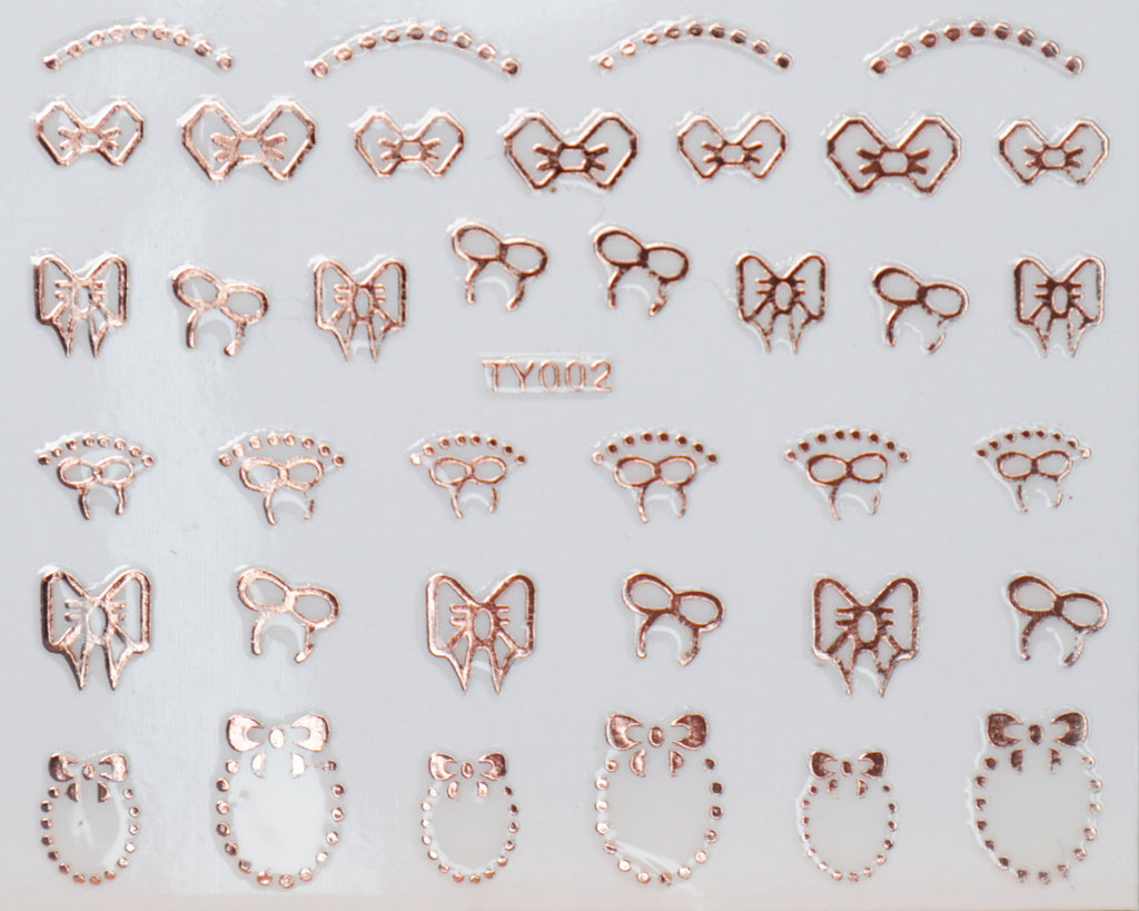 3D "Bows, Frames" Metallic Stickers in Gold, Silver, Rose Gold
