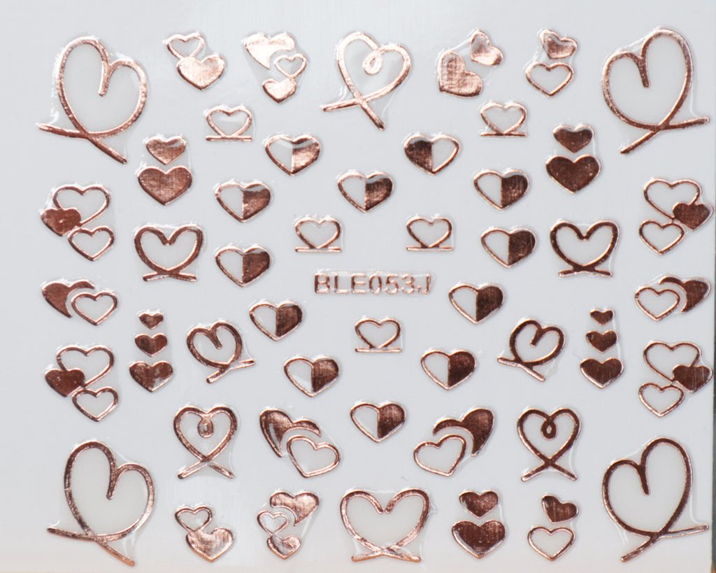 3D "Hearts" Metallic Stickers in Gold, Silver, Rose Gold