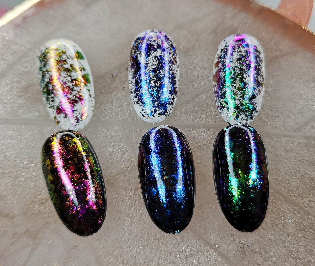 Nail Art Duo Chrome Chameleon Flakes Colour Changing Shifting