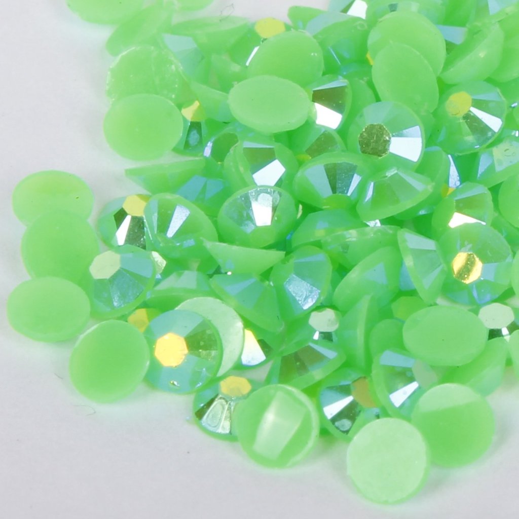 evol radioactive green iridescent resin rhinestone face gems