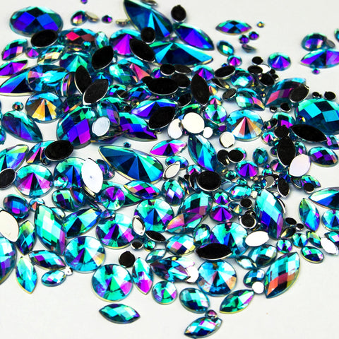 Sparkling iridescent gems in topaz blue. Ideal for Glamoween sugar skull creations.