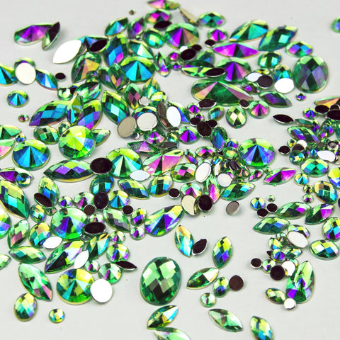 Sparkling iridescent gems in emerald green. Ideal for Glamoween sugar skull creations.