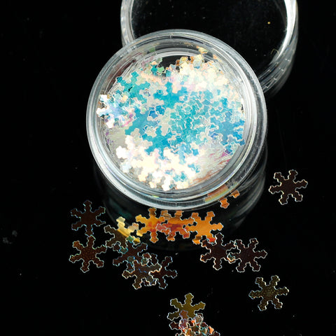 8mm iridescent white snow flake glitter flakes