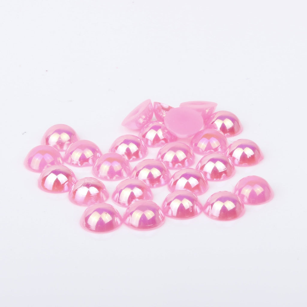 Iridescent Hot Pink Flat Back Pearls