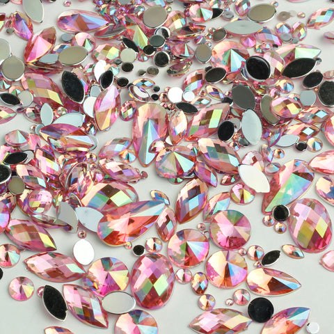 "Baby Pink" 15g Bag of Flat Back Face Gems in a Variety of Shapes and Sizes