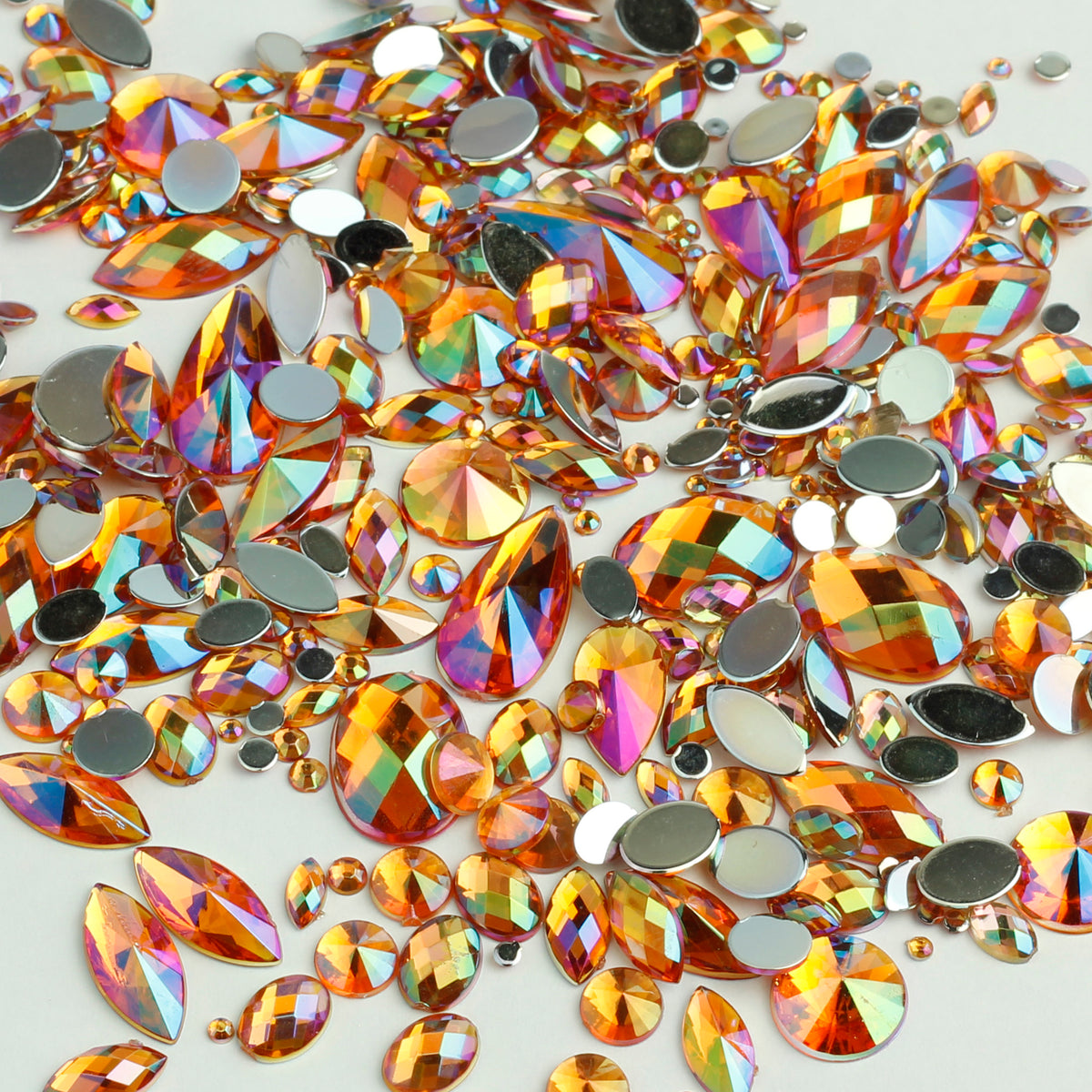 "Caramel" 15g Bag of Flat Back Face Gems in a Variety of Shapes and Sizes