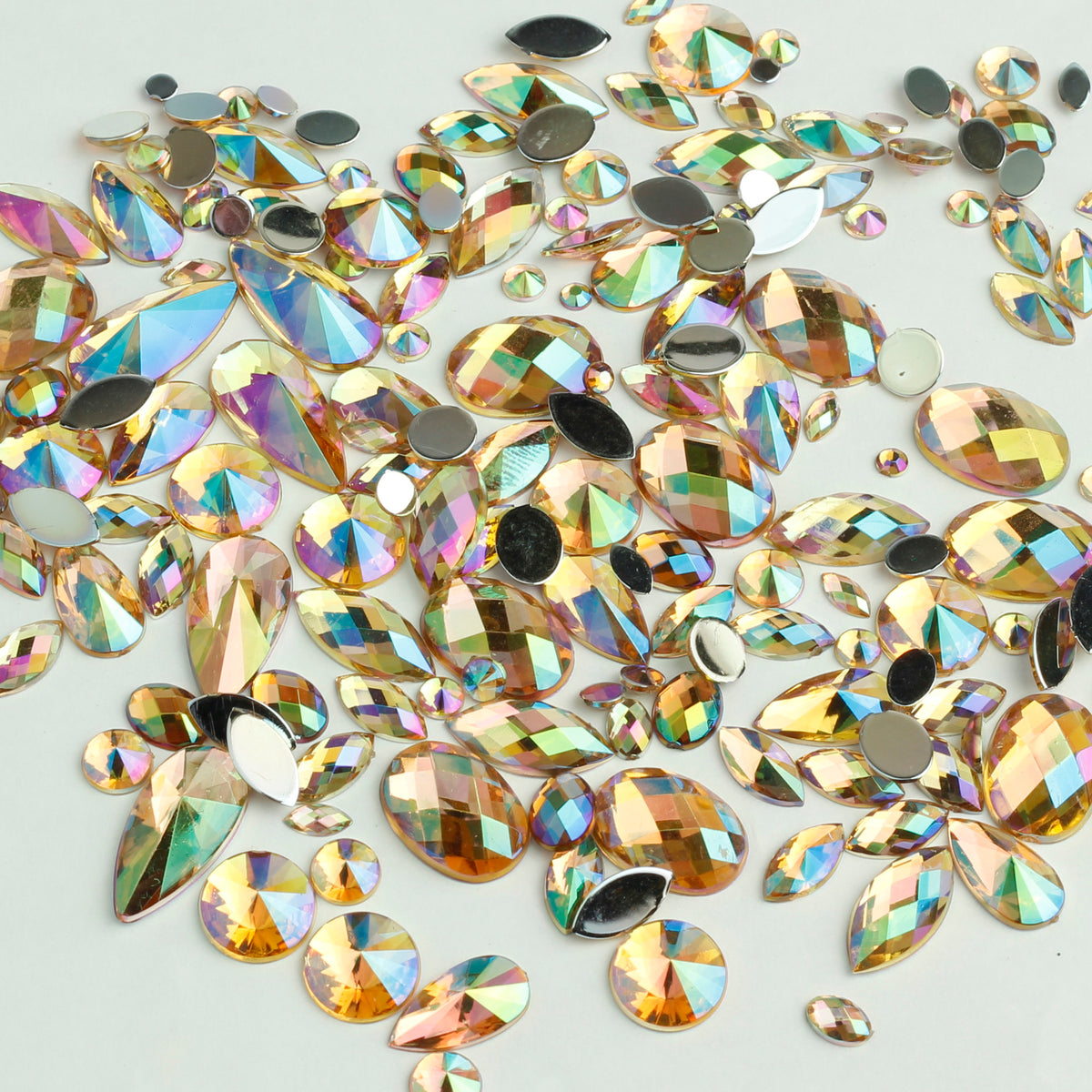 "Prosecco" 15g Bag of Flat Back Face Gems in a Variety of Shapes and Sizes