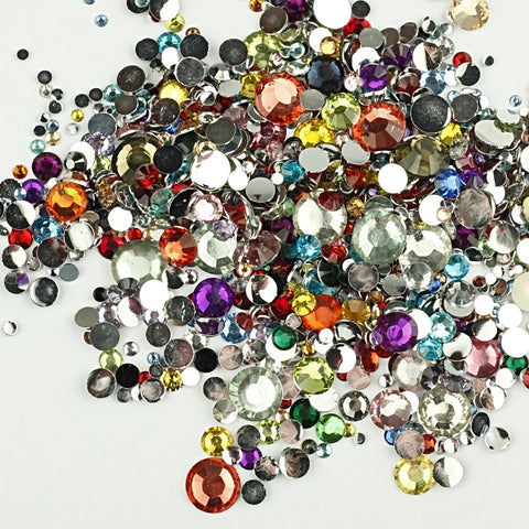 evol mixed size and colour resin rhinestone face gems
