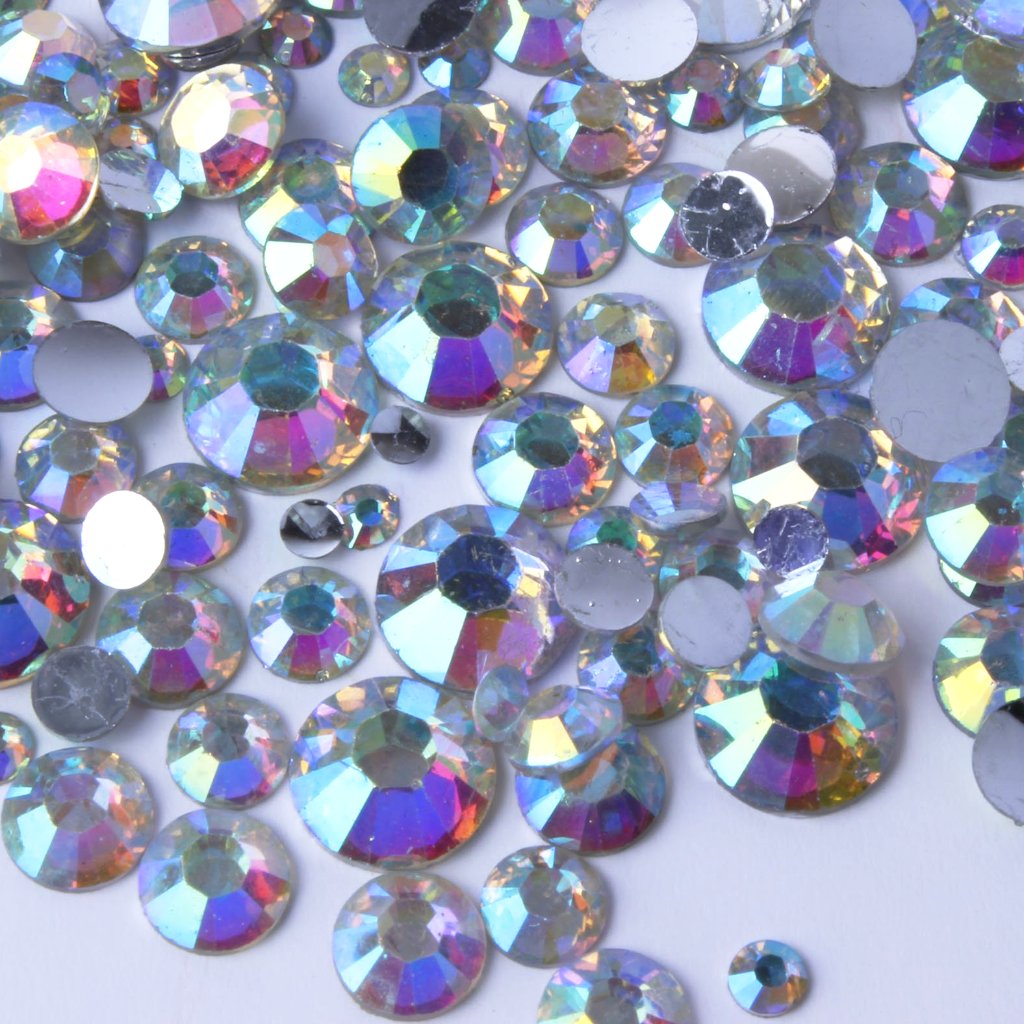 evol glitz ab iridescent clear rhinestones face gems
