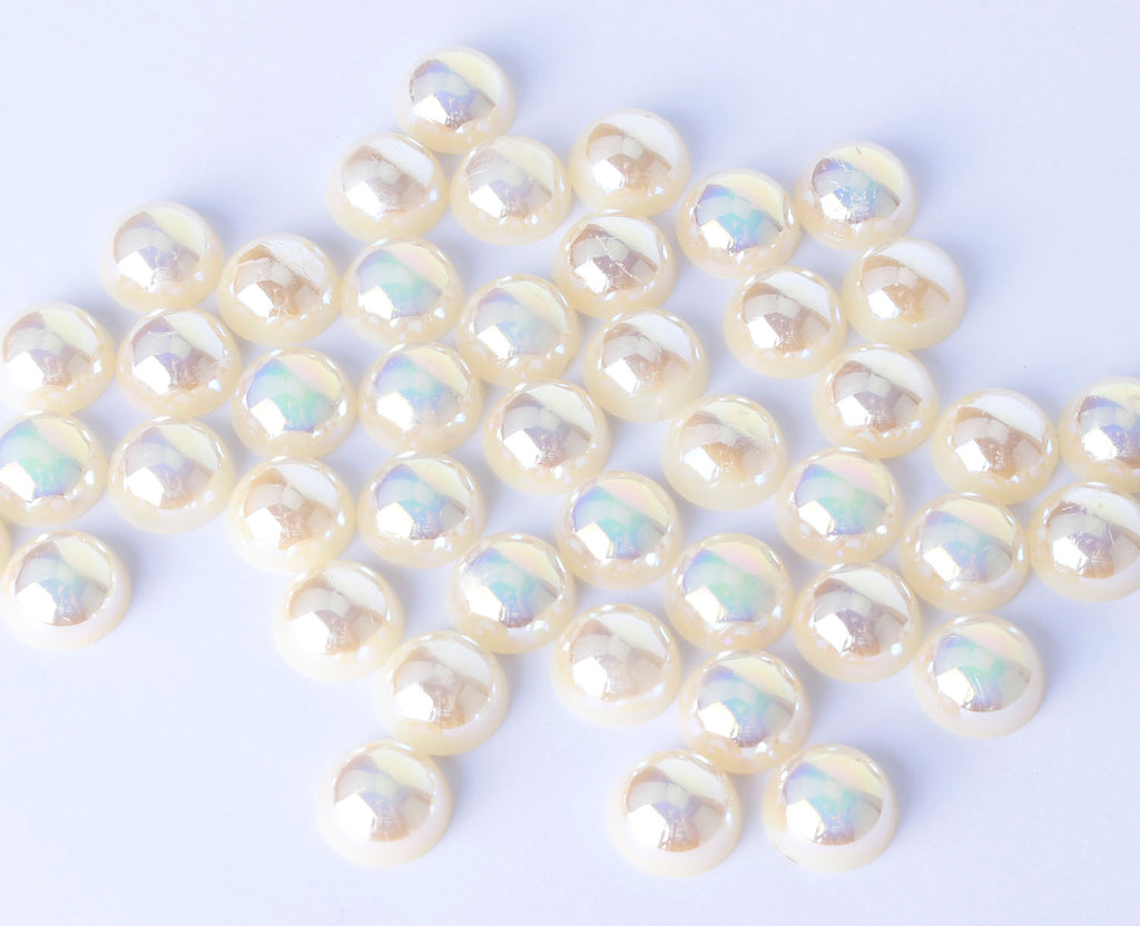 Iridescent Champagne Flat Back Pearls