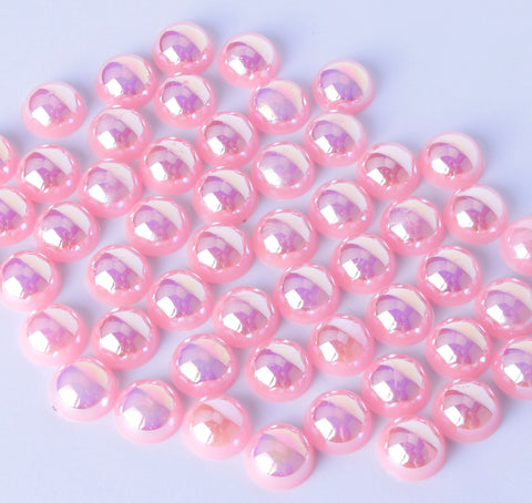 Iridescent Bubblegum Pink Flat Back Pearls