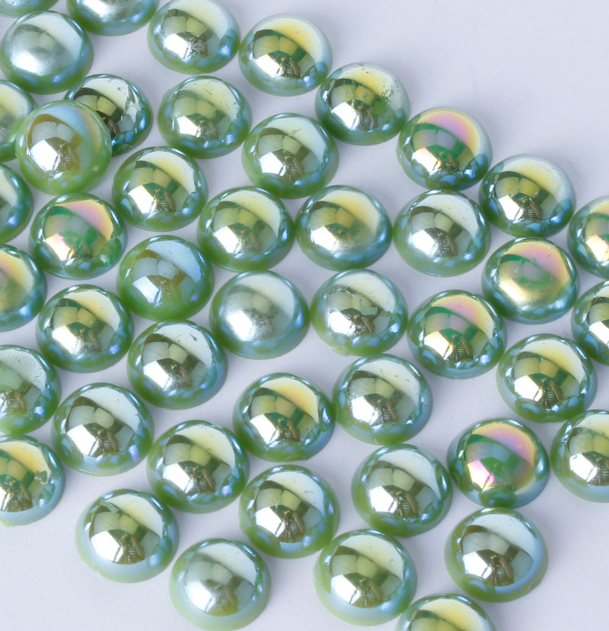 Iridescent Dark Green Flat Back Pearls