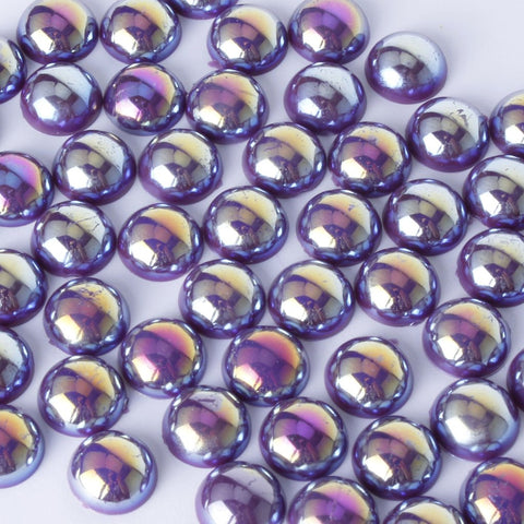 "Purple" Iridescent Flat Back Pearl Face Gems Size 2-12