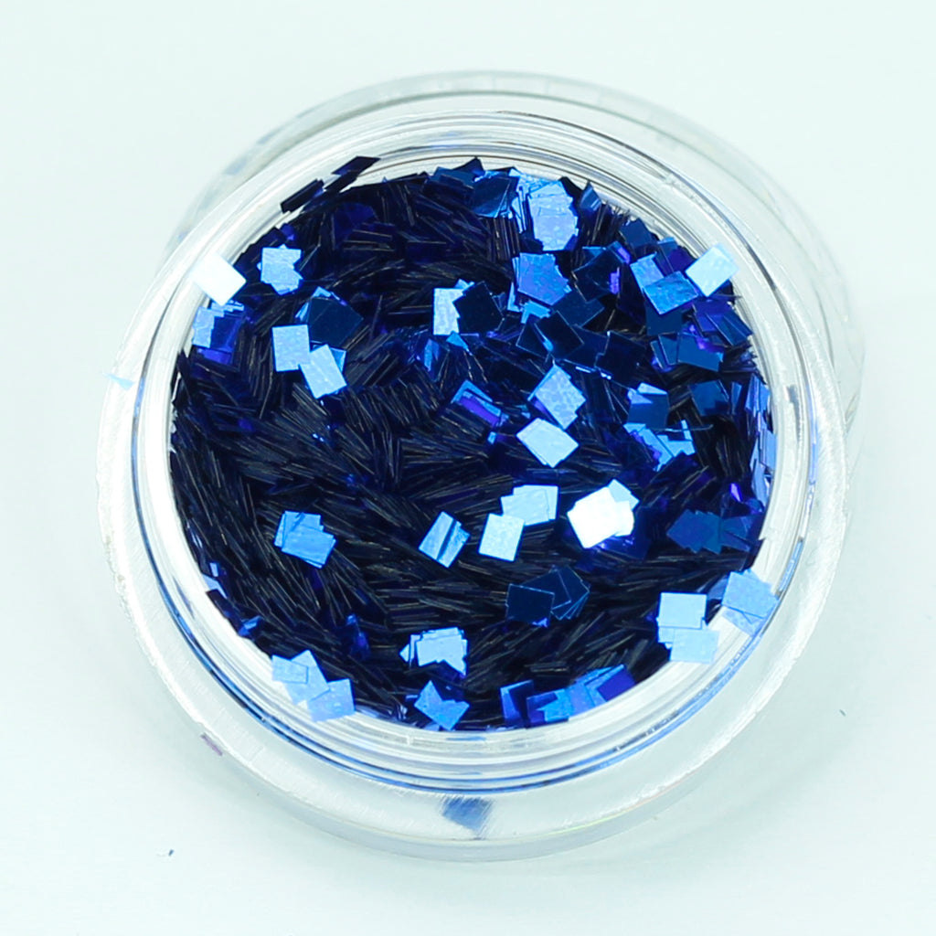 evol metallic royal blue square glitter pot