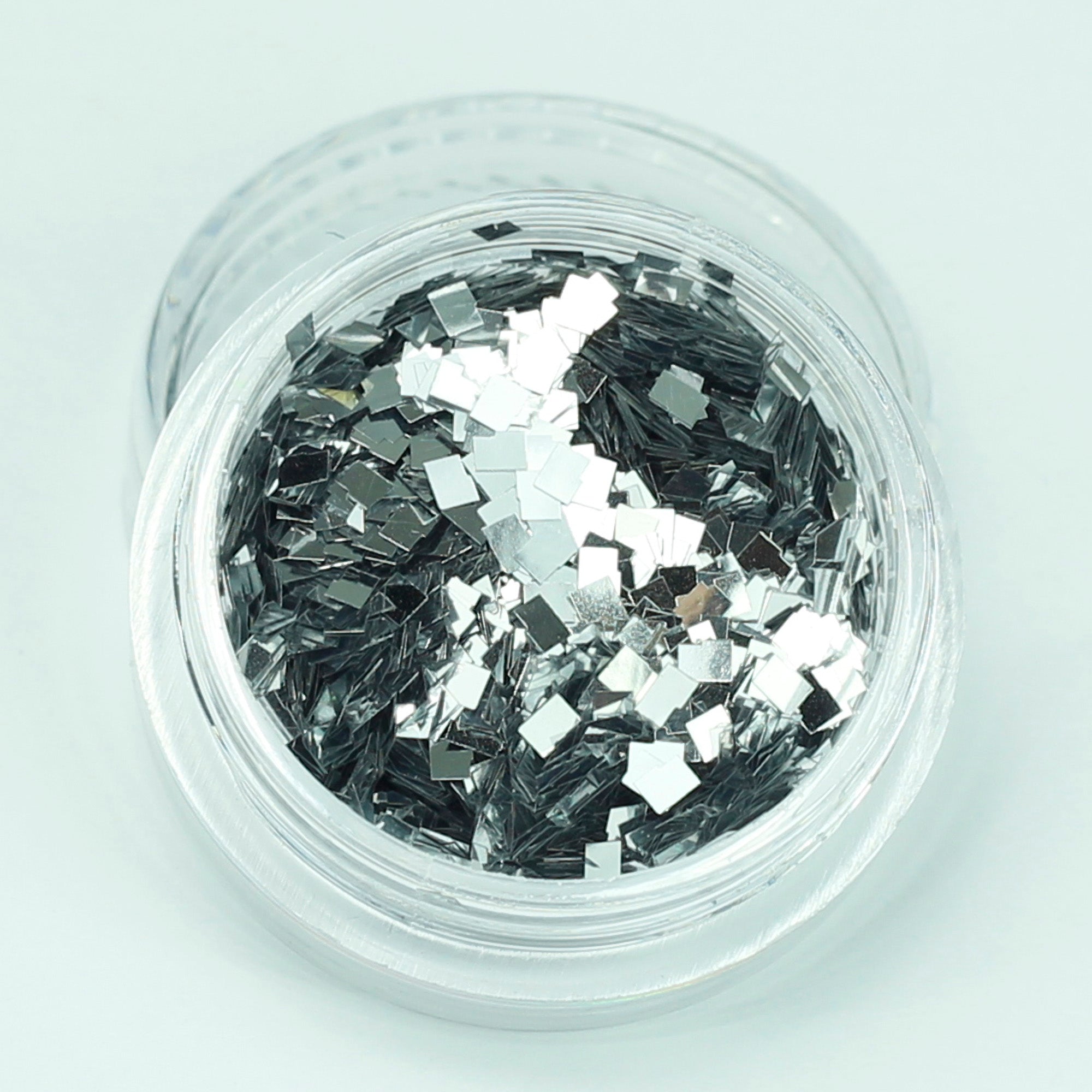 evol metallic silver square face glitter