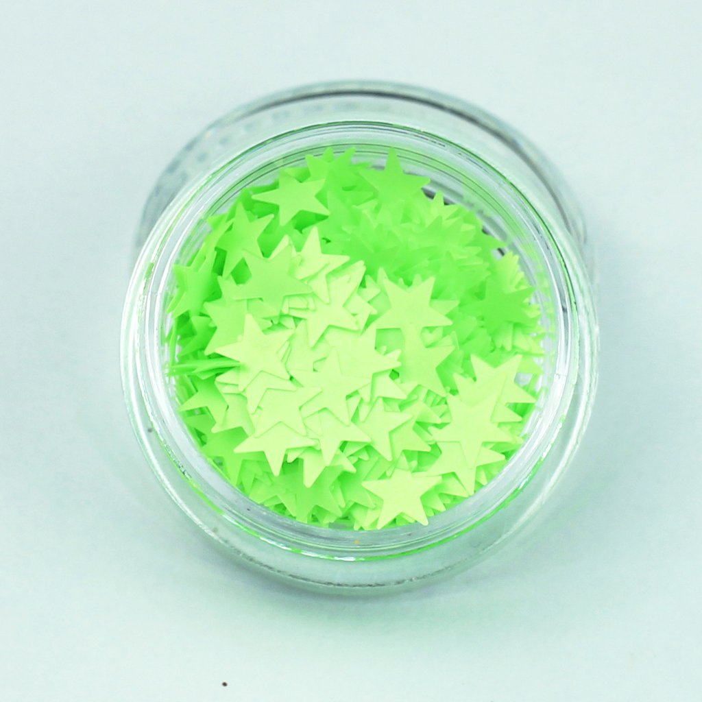 "Fluorescent Green/UV" Star Shape Cosmetic Glitter Pot