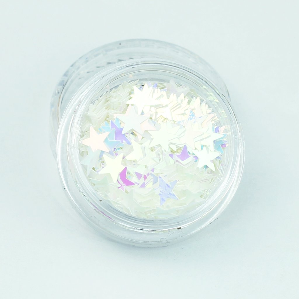 evol shimmer white star shape festival glitter pot