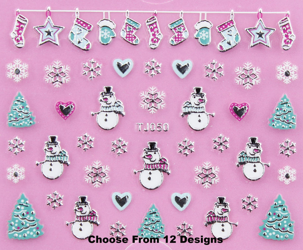 Christmas SILVER White Snowflake Tree Bauble Candy Gift  3D Nail Art Sticker