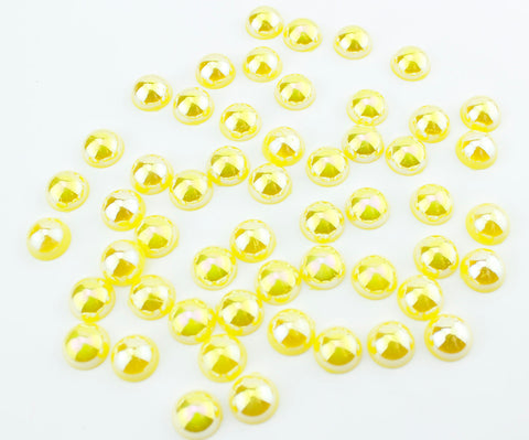 Iridescent Yellow Lemon Flat Back Pearls