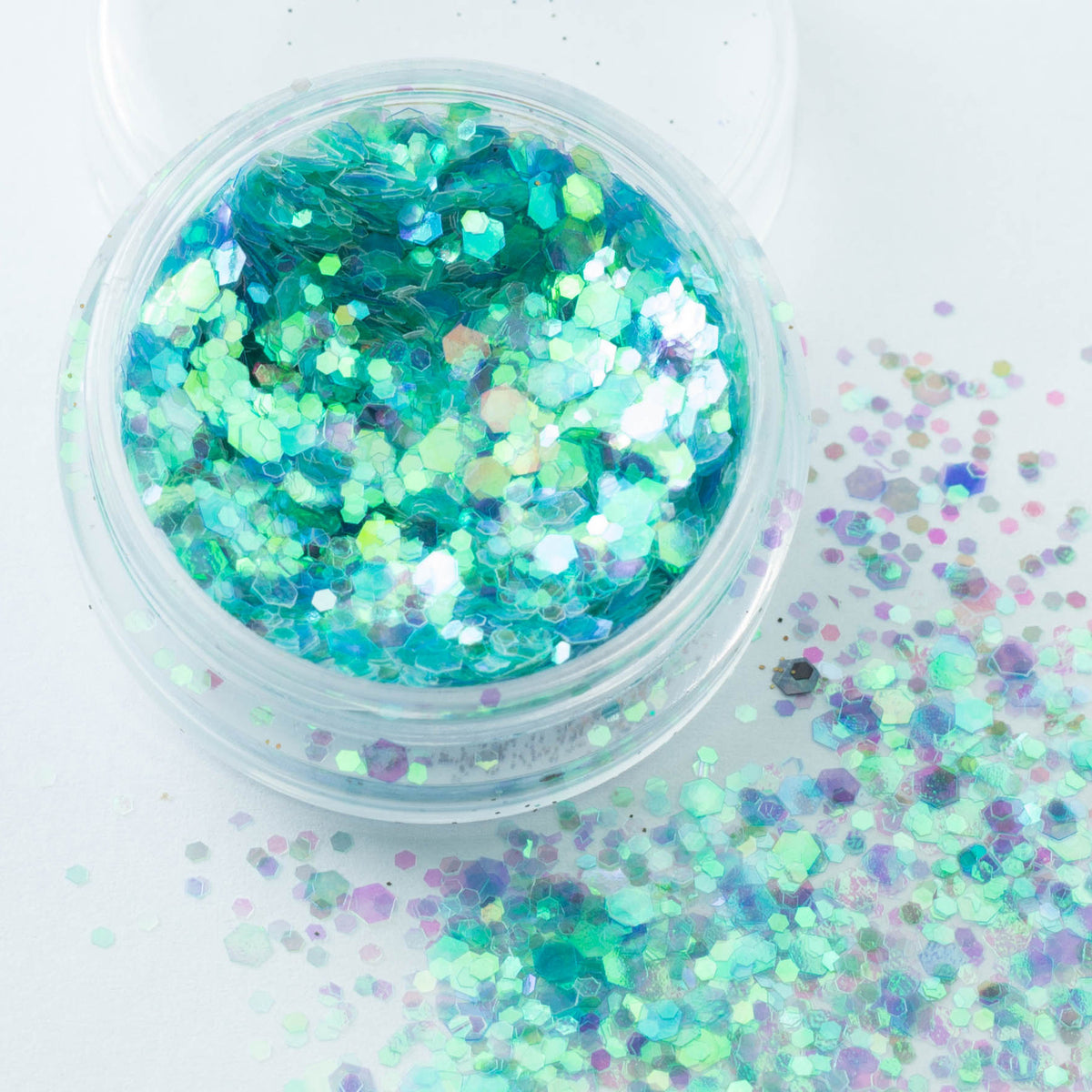 evol seaspray iridescent green chunky festival glitter classic mix