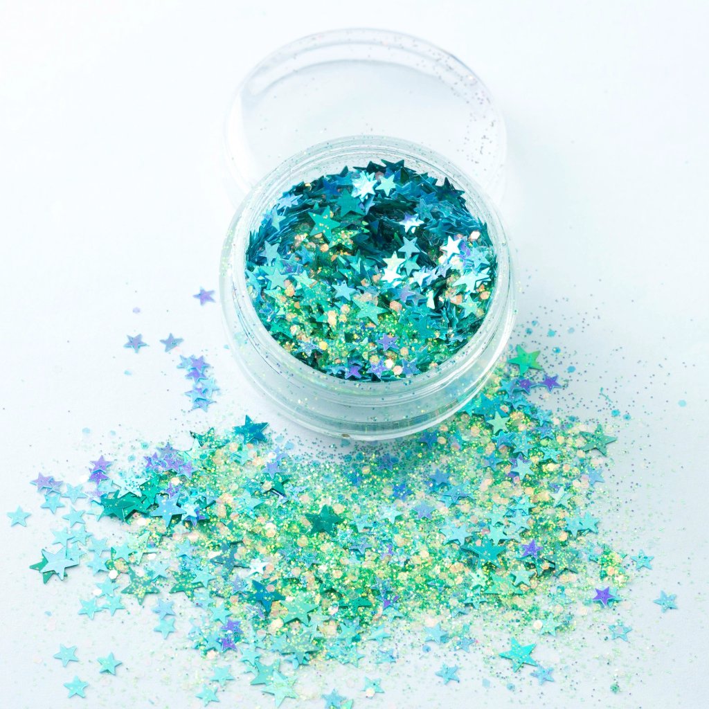 evol forget me not blue and green chunky glitter mix
