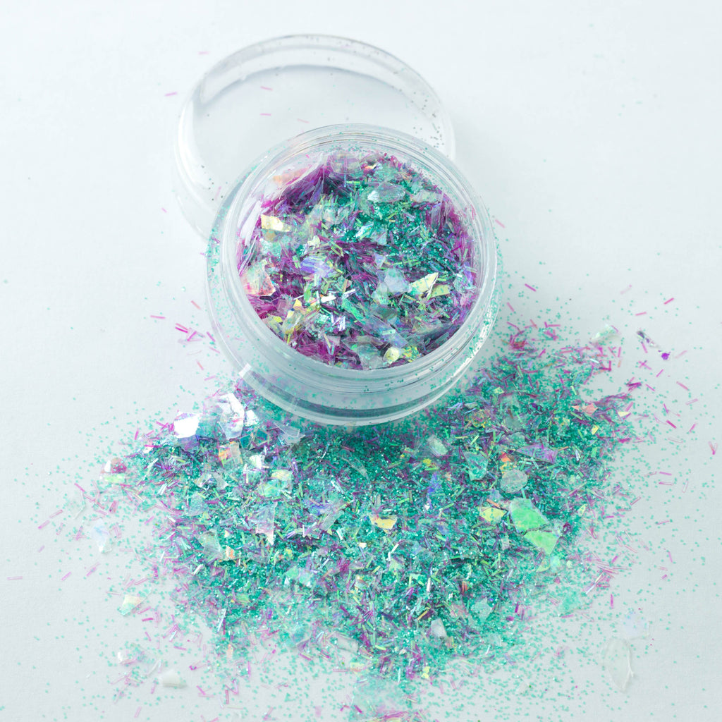 evol mermaid tears chunky festival glitter mix in green and hot pink