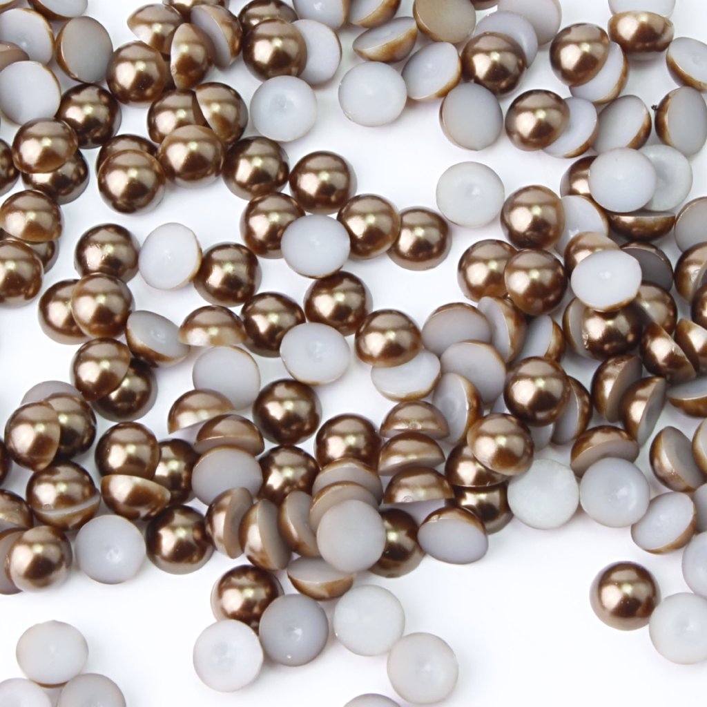 "Coffee" Flat Back Pearl Face Gems Size 2-12