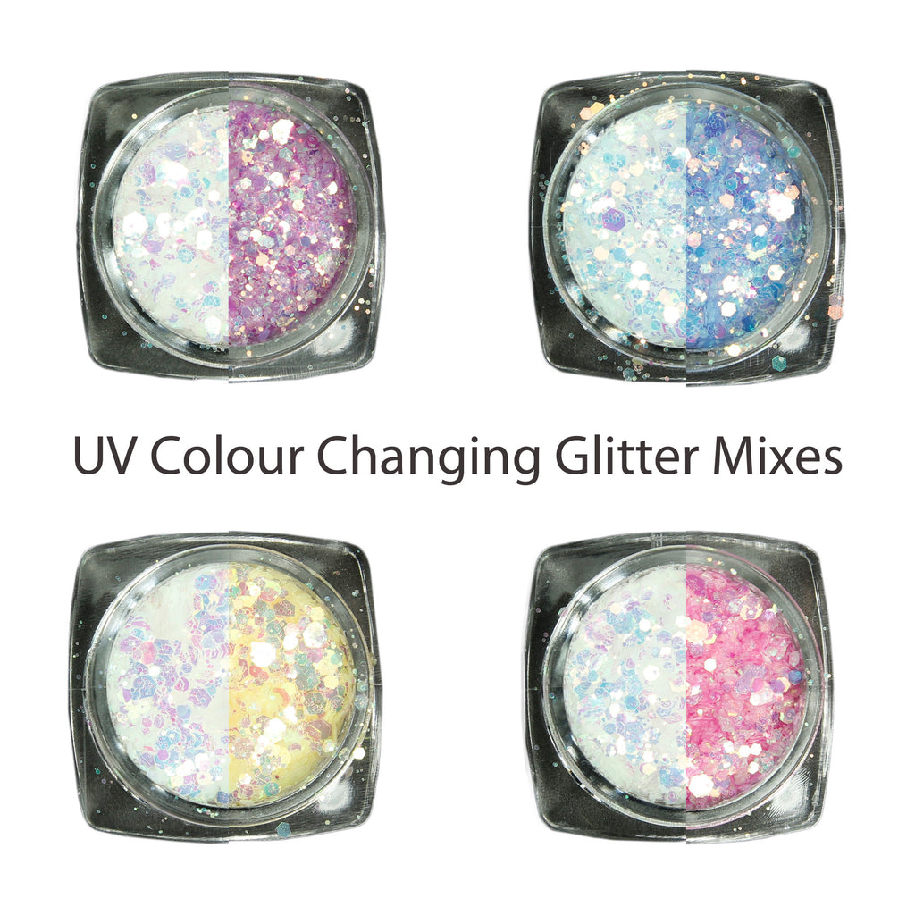 UV Activation Colour Changing Glitter Mixes, 4 Colours Available