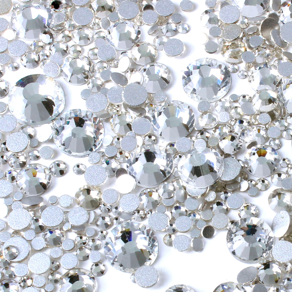 1000pcs Mixed Size 【Clear】Glass Rhinestone Face Gems