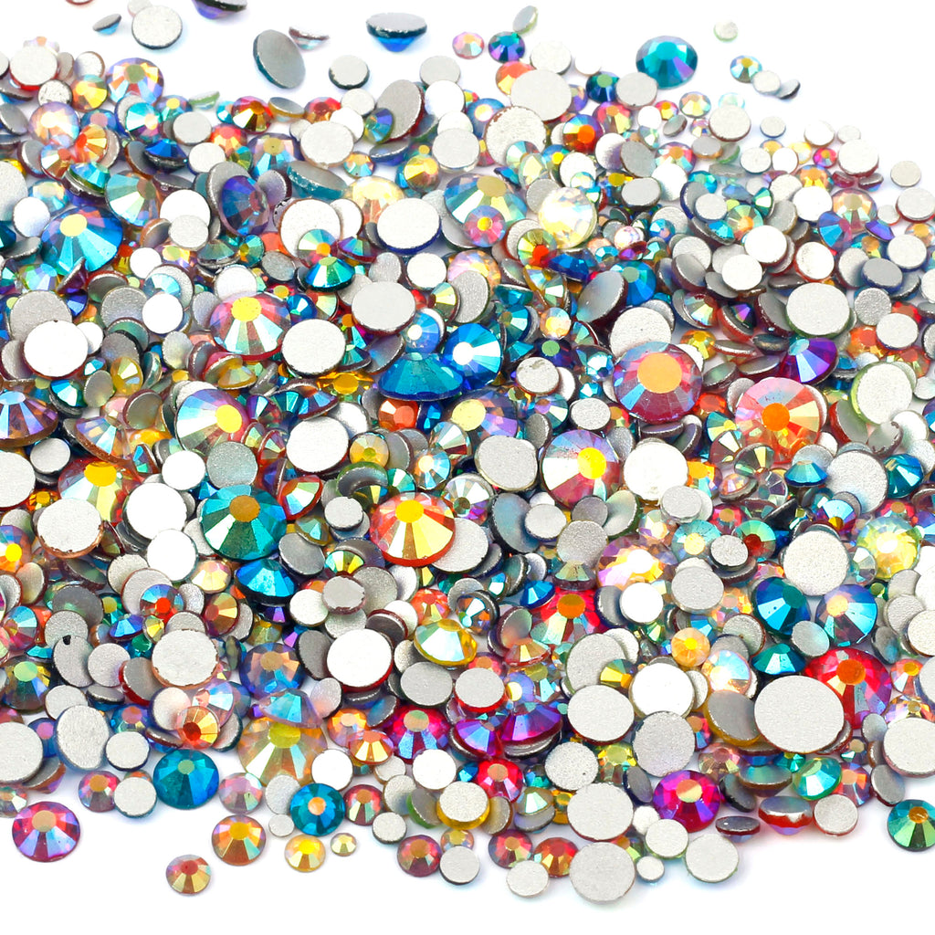 1000pcs Mixed Size ?€�Mixed Iridescent Colour?€‘ Glass Rhinestone Face Gems