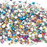 1000pcs Mixed Size 【Mixed Iridescent Colour】 Glass Rhinestone Face Gems
