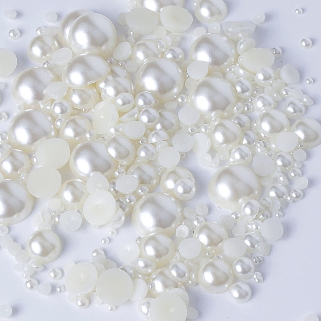 evol 15g mixed sized ivory flat back pearl face gems