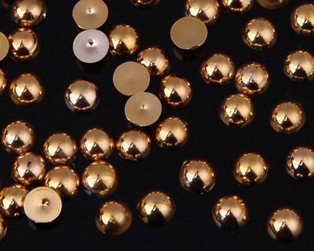 Metallic Gold Flat Back Pearls