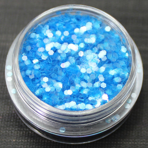 Fluorescent Blue 1mm hexagon glitter
