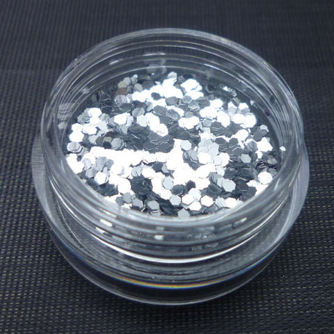 Metallic Silver 1mm hexagon glitter