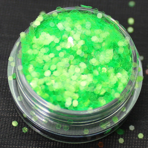 Fluorescent Green 1mm hexagon glitter