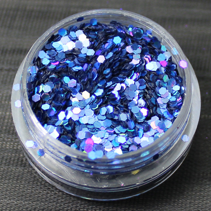 Holographic Blue 1mm hexagon glitter