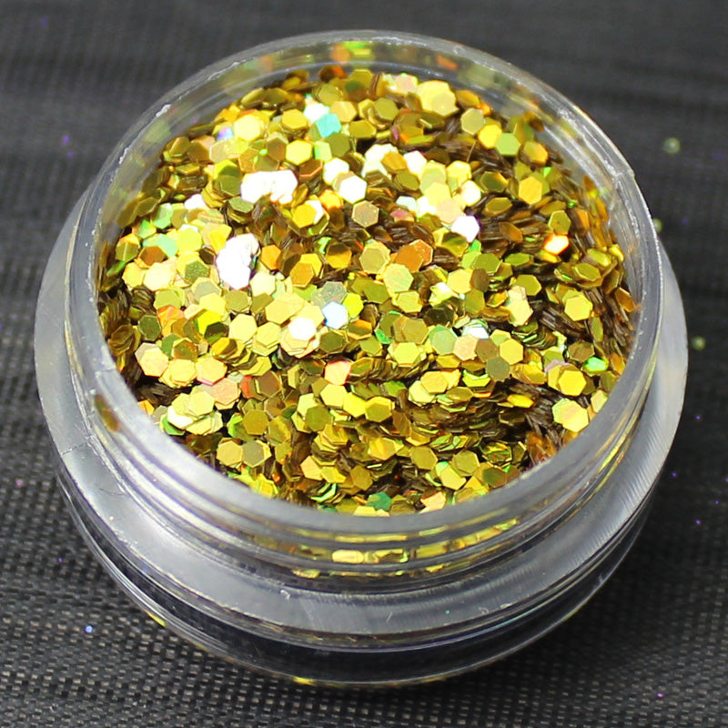 Holographic Gold 1mm hexagon glitter