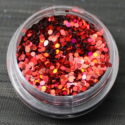 Holographic Red 1mm hexagon glitter